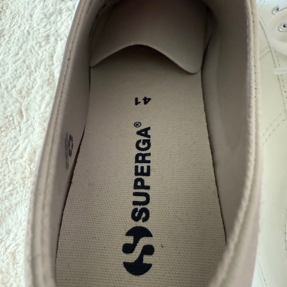 SUPERGA 2790 Platform Sneakers - White Leather - 41/9.5 - Picture 4 of 6
